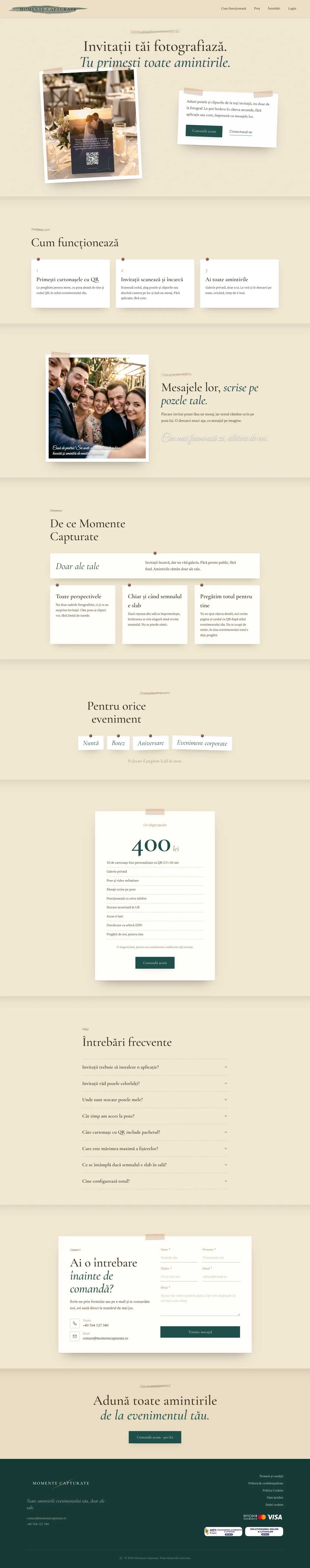 Site realizat de WebMade: momentecapturate.ro, pagina principală pe desktop