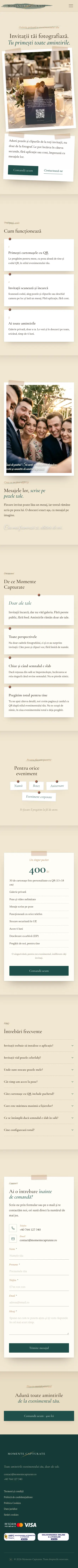 Site realizat de WebMade: momentecapturate.ro, pagina principală pe telefon